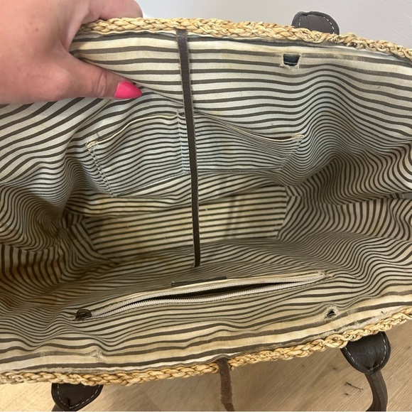 J. Crew Woven Sea Grass Tote Purse Tan Beige Large Bag - Picture 7 of 10